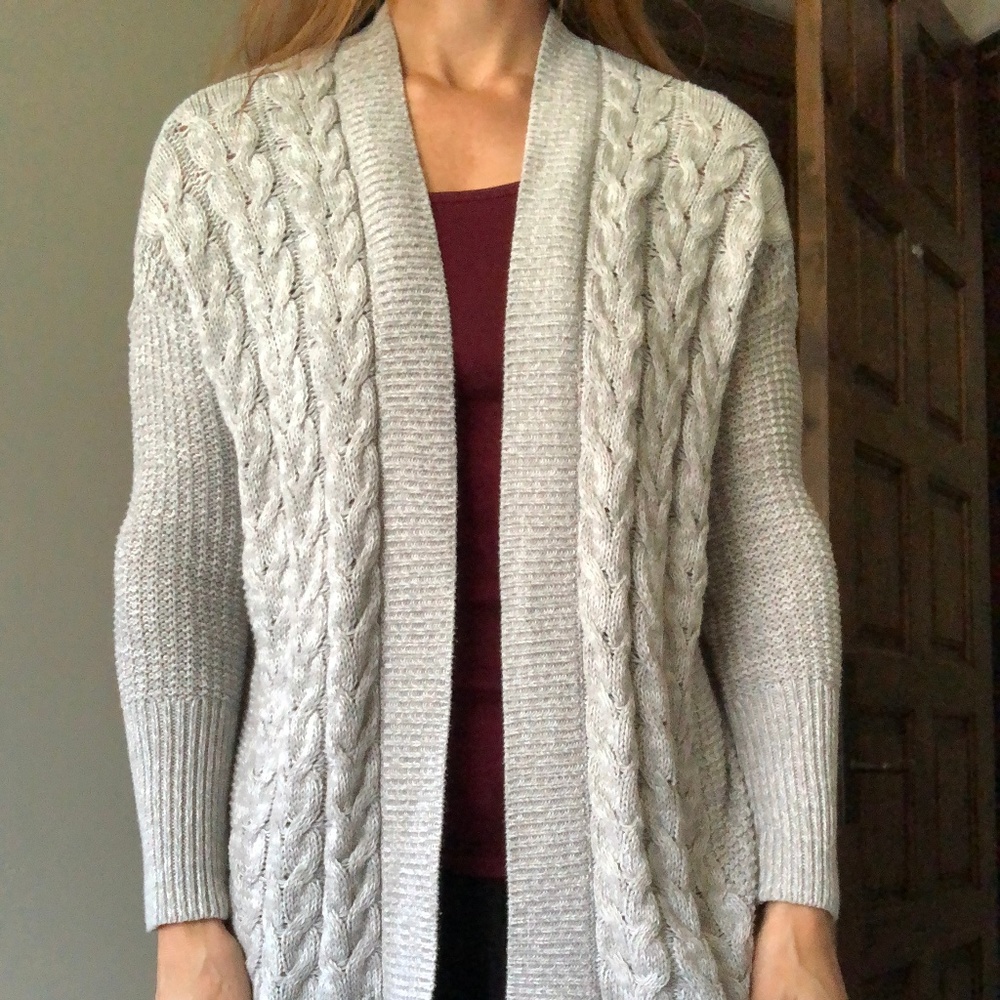 Old Navy cable knit cardigan sweater - light gray